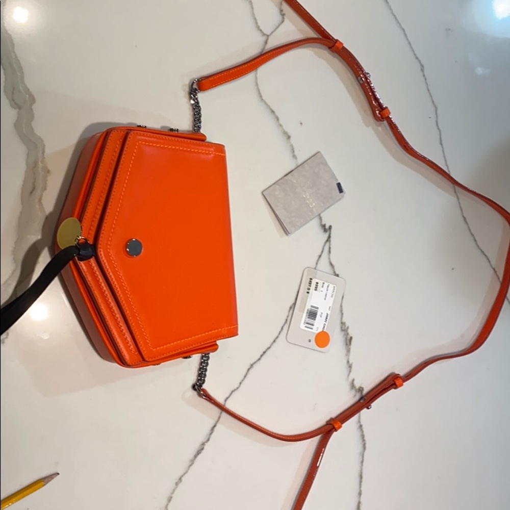 Jimmy Choo orange Napa leather small 6x8 handbag